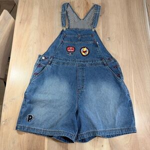 Vintage Main Street 90s Y2K  Winnie The Pooh Denim Overalls Shorts Women’s 18/20